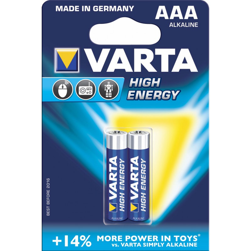 2x Piles AAA Varta High Energy LR03 BP2