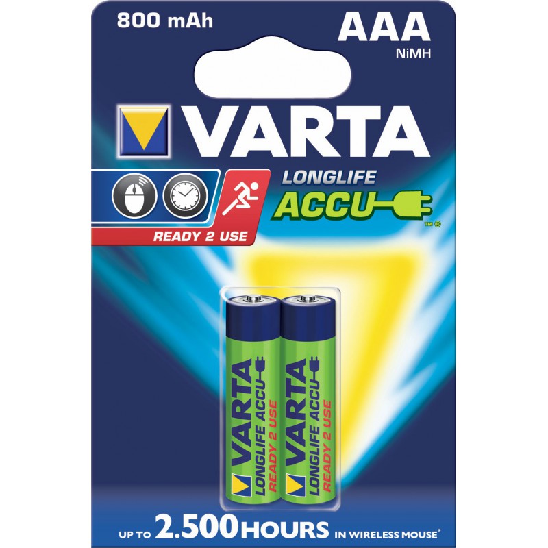 2x Piles Varta Rechargeable Accu AAA 800 mAh