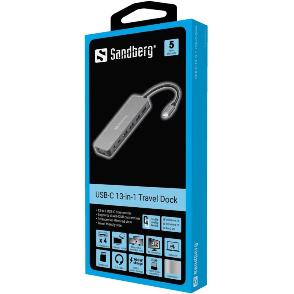 Station d'accueil Sandberg USB-C 13 en 1