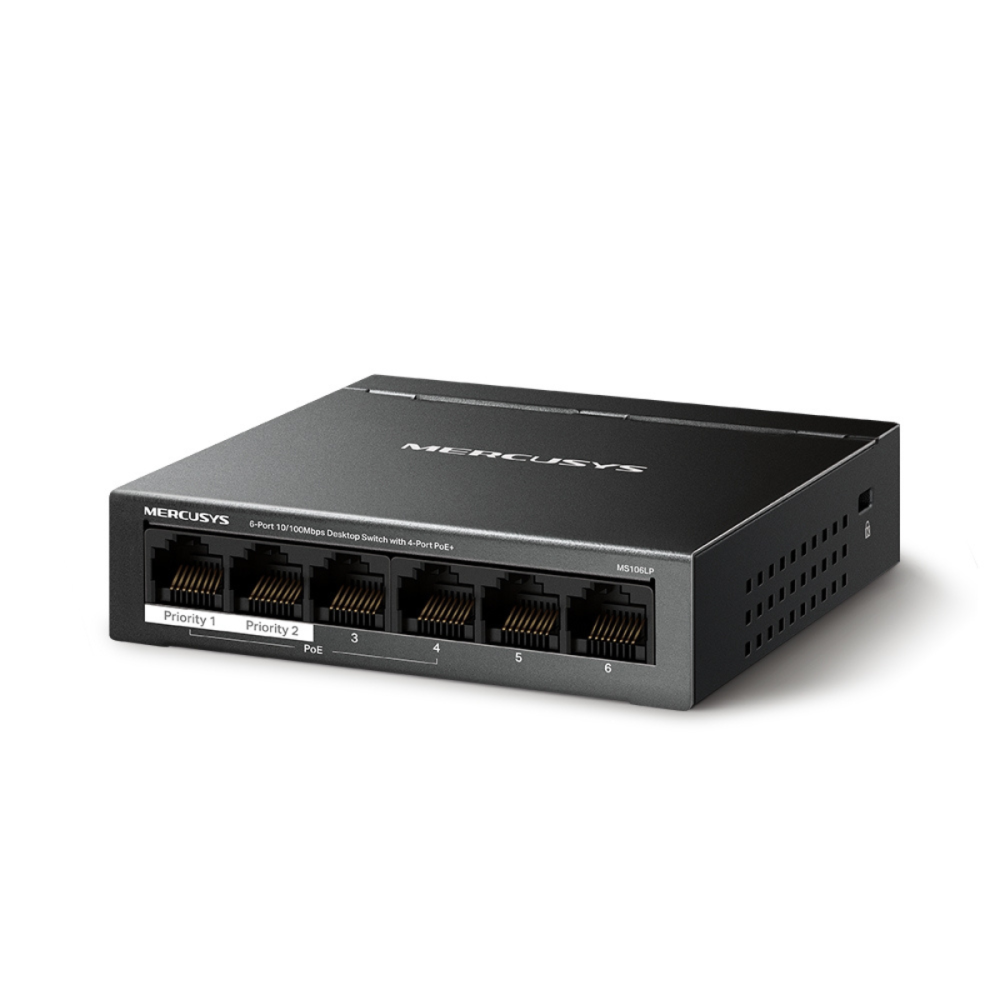 Switch De Bureau Mercusys TL-MS106LP / 6 PORTS 10/100Mbps / Avec 4 ports PoE+