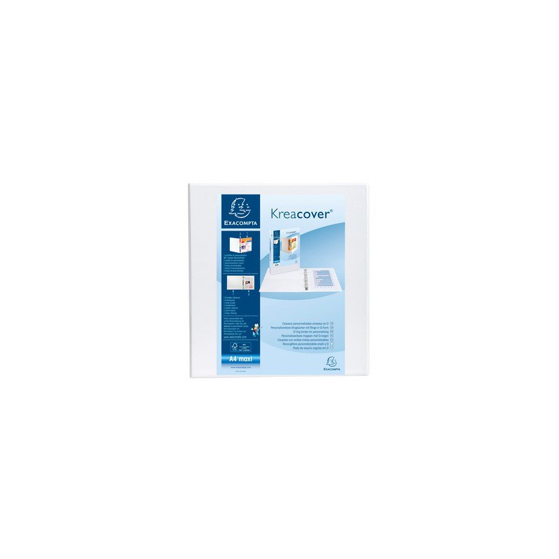 Classeur PP Personnalisable KreaCover 4 anneaux en D 60mm / Blanc