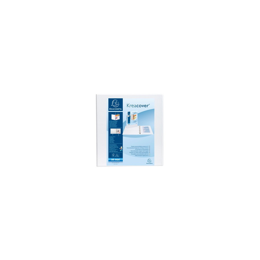 Classeur PP Personnalisable KreaCover 4 anneaux en D 60mm / Blanc