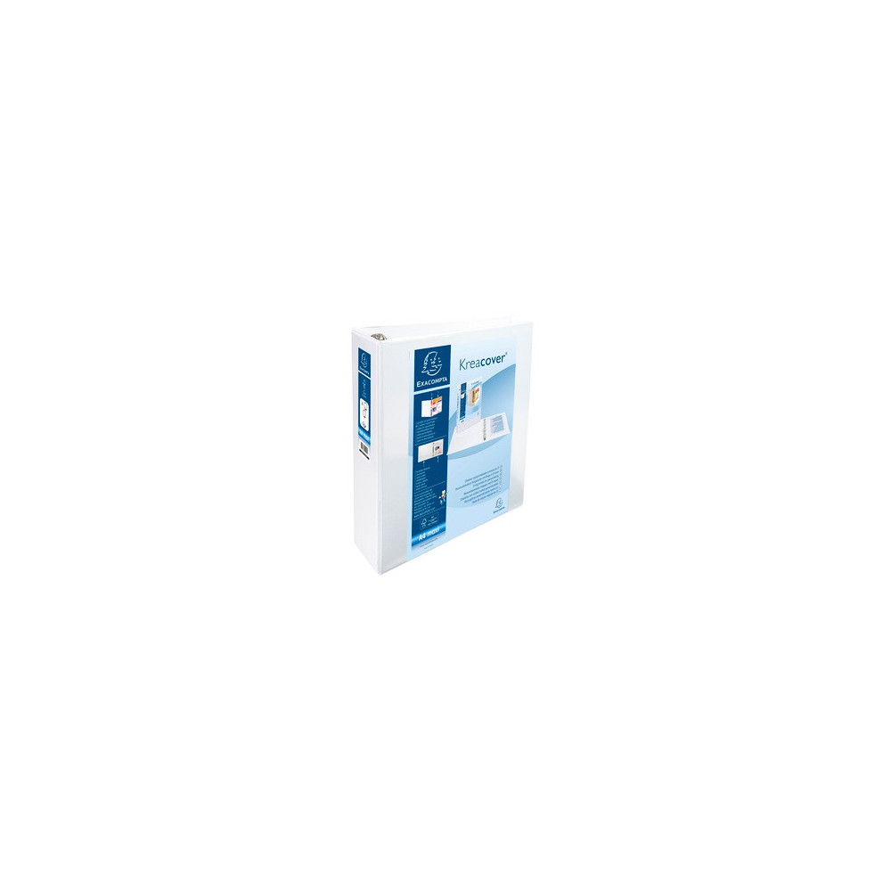 Classeur PP Personnalisable KreaCover 4 anneaux en D 60mm / Blanc