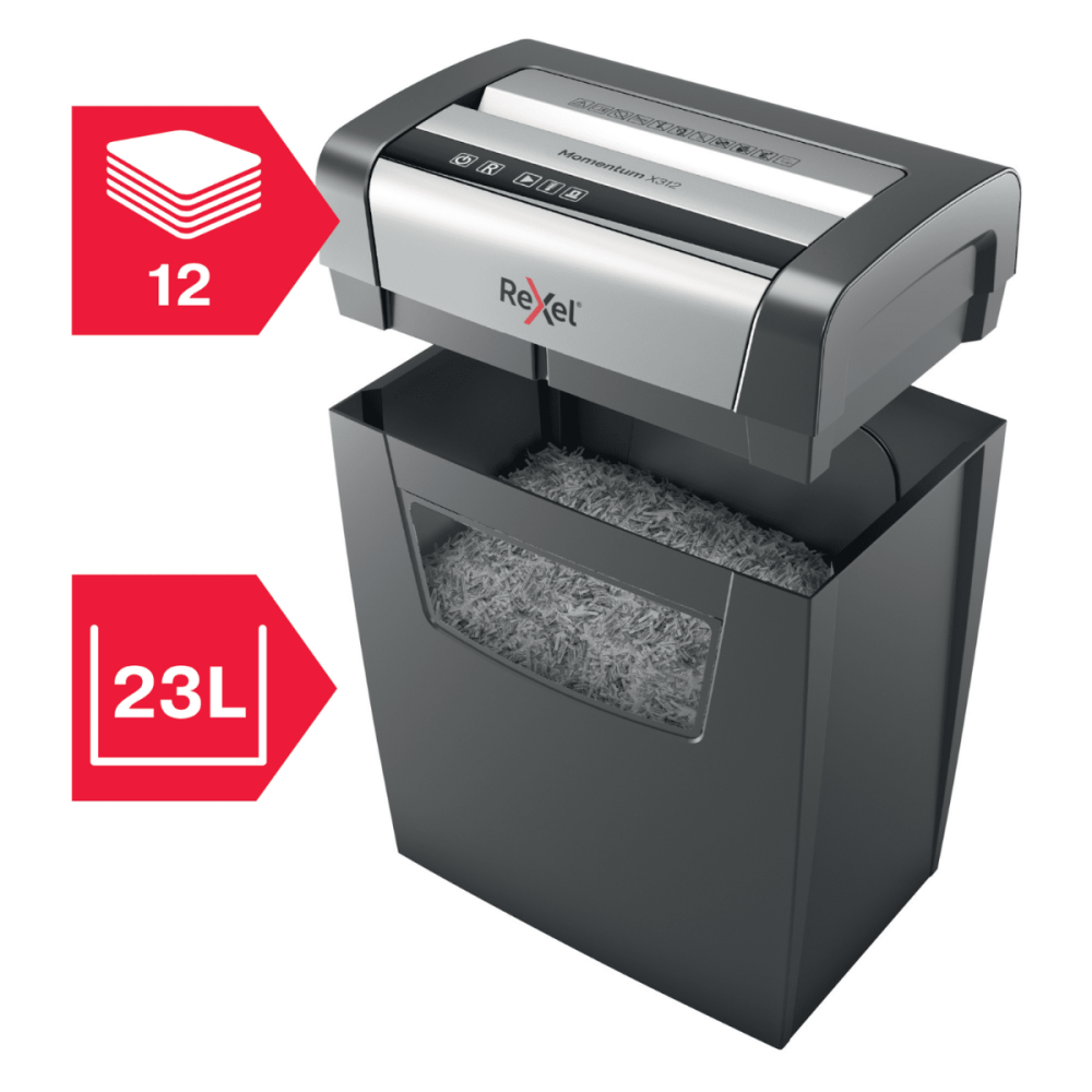 Destructeur de documents Rexel Momentum X312 / Noir