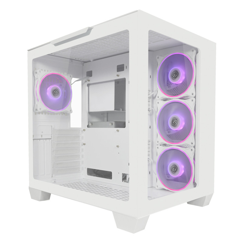 BOITIER GAMER LC POWER 711MB M-ATX GLASS ARGB BLANC 