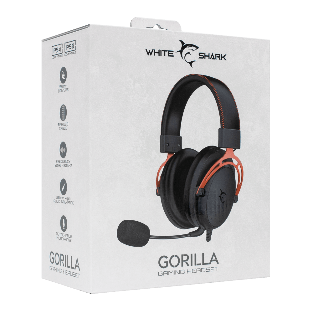 Casque Gaming White Shark GORILLA GH-2341 / Noir et Rouge