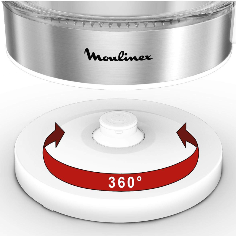 BOUILLOIRE EN VERRE MOULINEX BY600130 / 1.7 Litres / 2400 W / Blanc