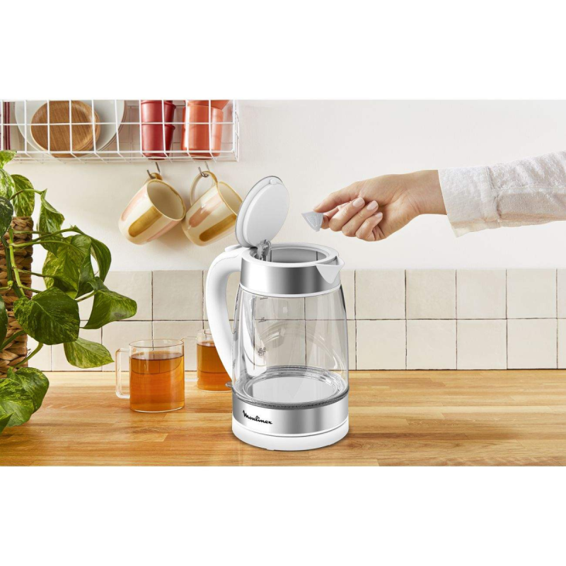 BOUILLOIRE EN VERRE MOULINEX BY600130 / 1.7 Litres / 2400 W / Blanc