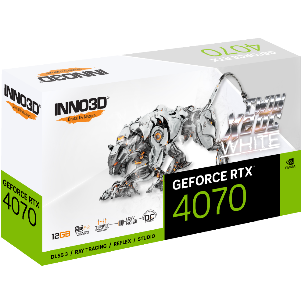 Carte Graphique INNO3D GEFORCE RTX 4070 TWIN X2 OC BLANC / 12 Go GDDR6X