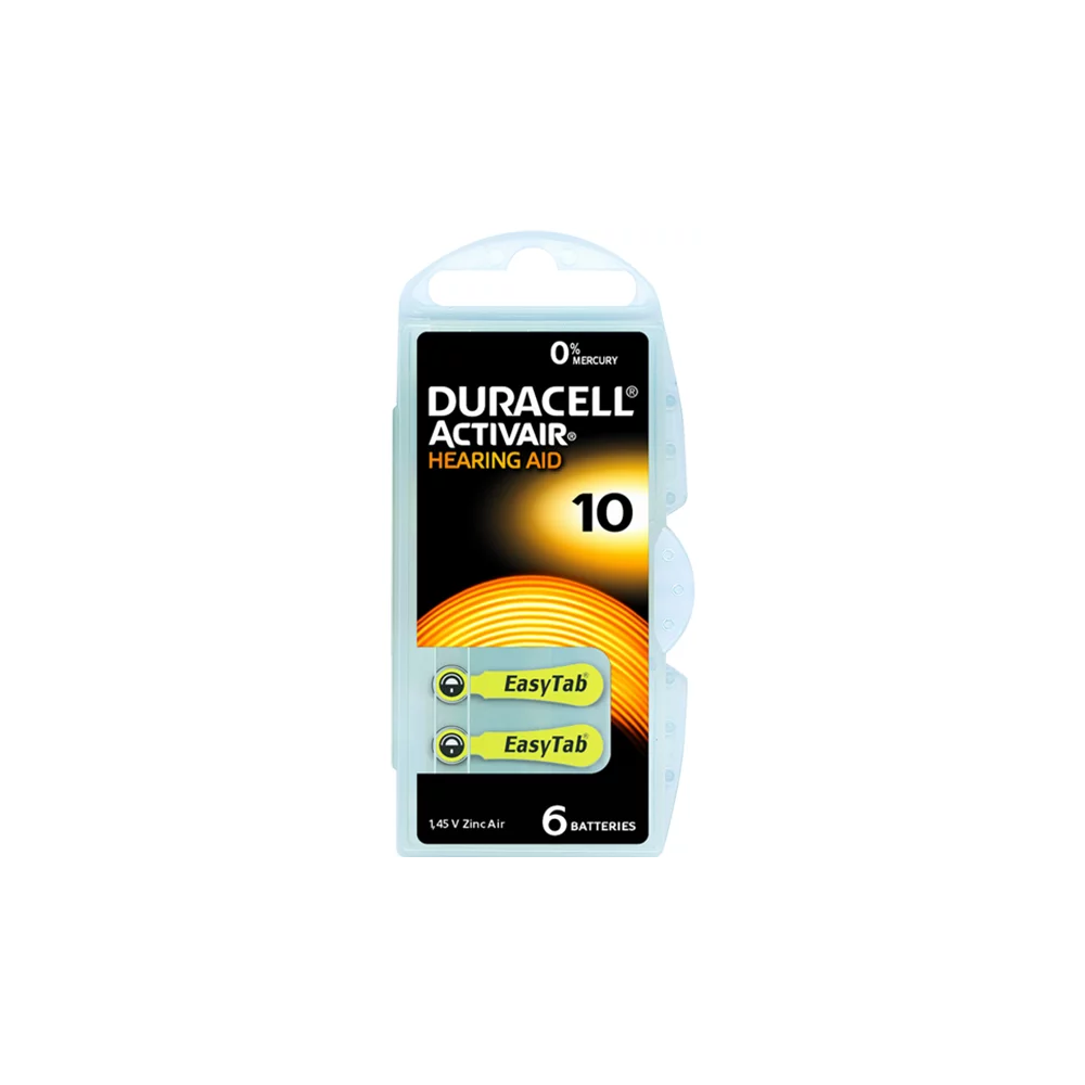 6X PILES DURACELL HEARING AID ZA 10