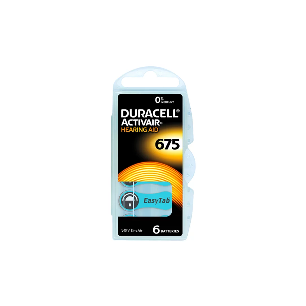 6X PILES DURACELL POUR APPAREILS AUDITIFS ZA 675