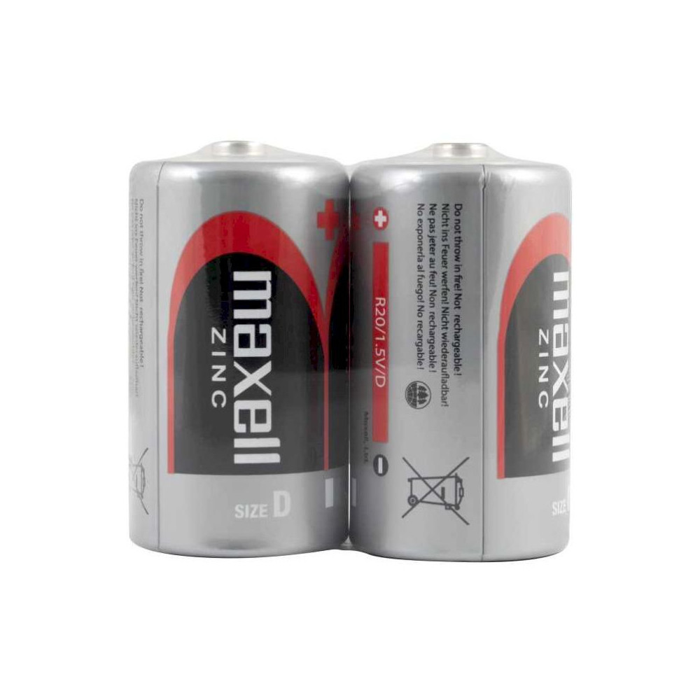 PILES SALINE MAXELL R20 CARBONE ZINC 1.50 V (2-SHRINK)