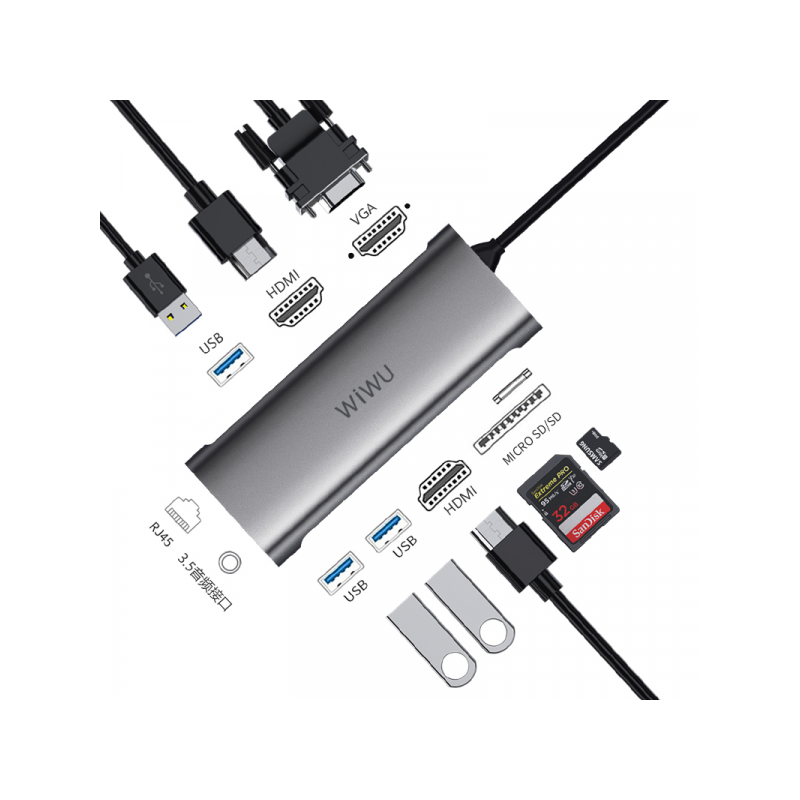 Station d'accueil USB-C Multiport 11-EN-1 / GRIS