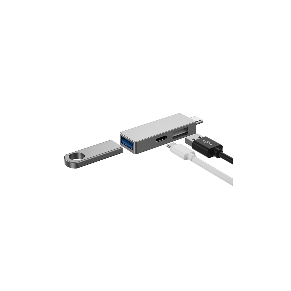 HUB USB-C 3 EN 1 WIWU T02 PRO / Gris