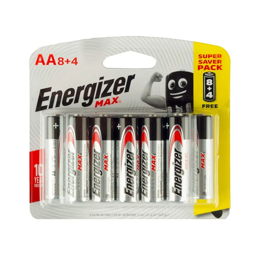 12 X PILES ENERGIZER MAX E91 BP8 AA