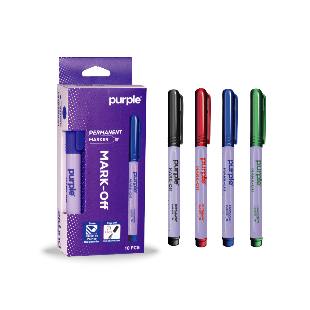 BOITE 10 MARQUEURS PERMANENT MARK-OFF / BLEU