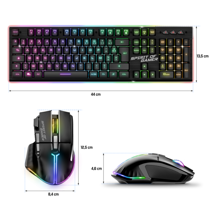 Ensemble clavier et souris GENERIQUE Pack Clavier EK70RF et souris XM600RF gamer  sans fil, RGB, batterie rechargeable, semi-mécanique, 10000 dpi