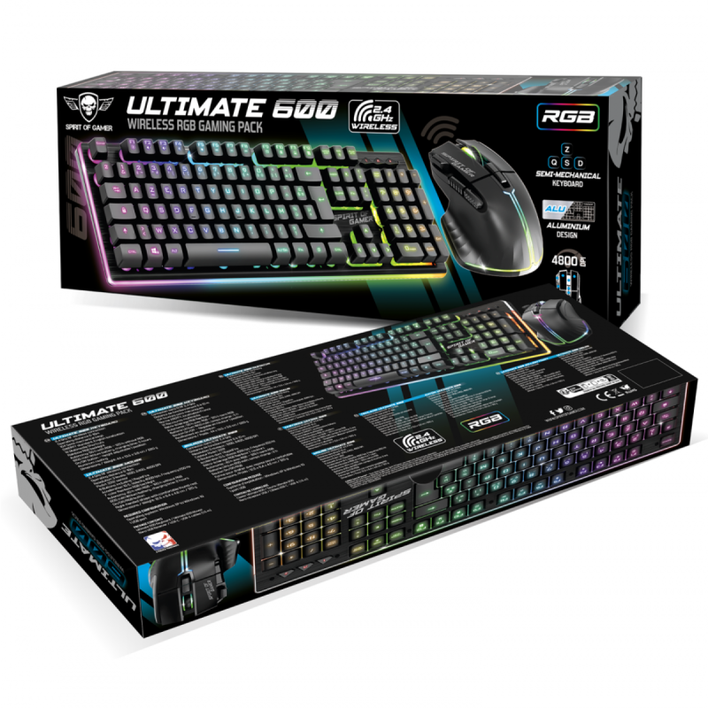 Ensemble Clavier et Souris Gamer Sans Fil Spirit of Gamer ULTIMATE 600 /  Noir