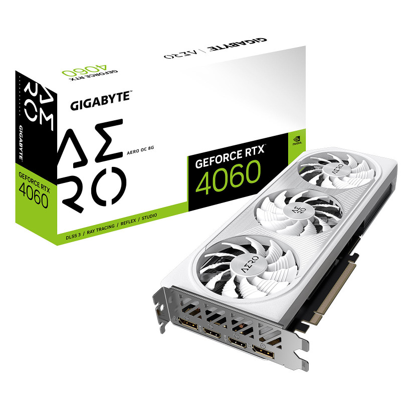 CARTE GRAPHIQUE GIGABYTE AERO RTX 4060 TRIPLE FANS OC  / 8G GDDR6