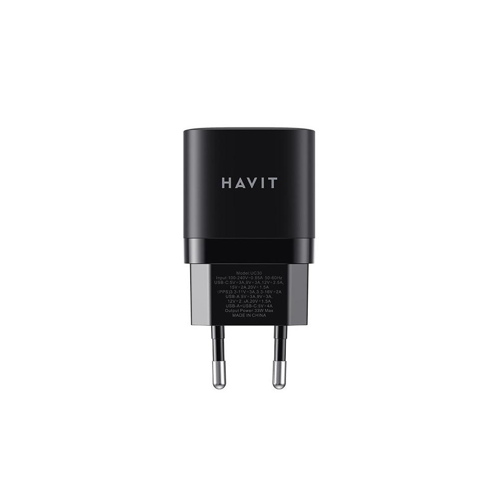 Tete de Chargeur HAVIT Charge rapide HV-UC30 Double USB / USB Type-C et USB Type-A