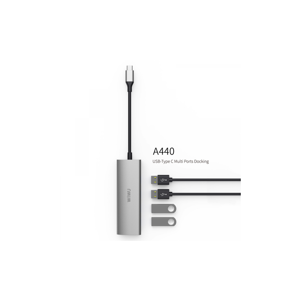 Station d'accueil 4 EN 1 USB-C WIWU ALPHA A440 / Gris