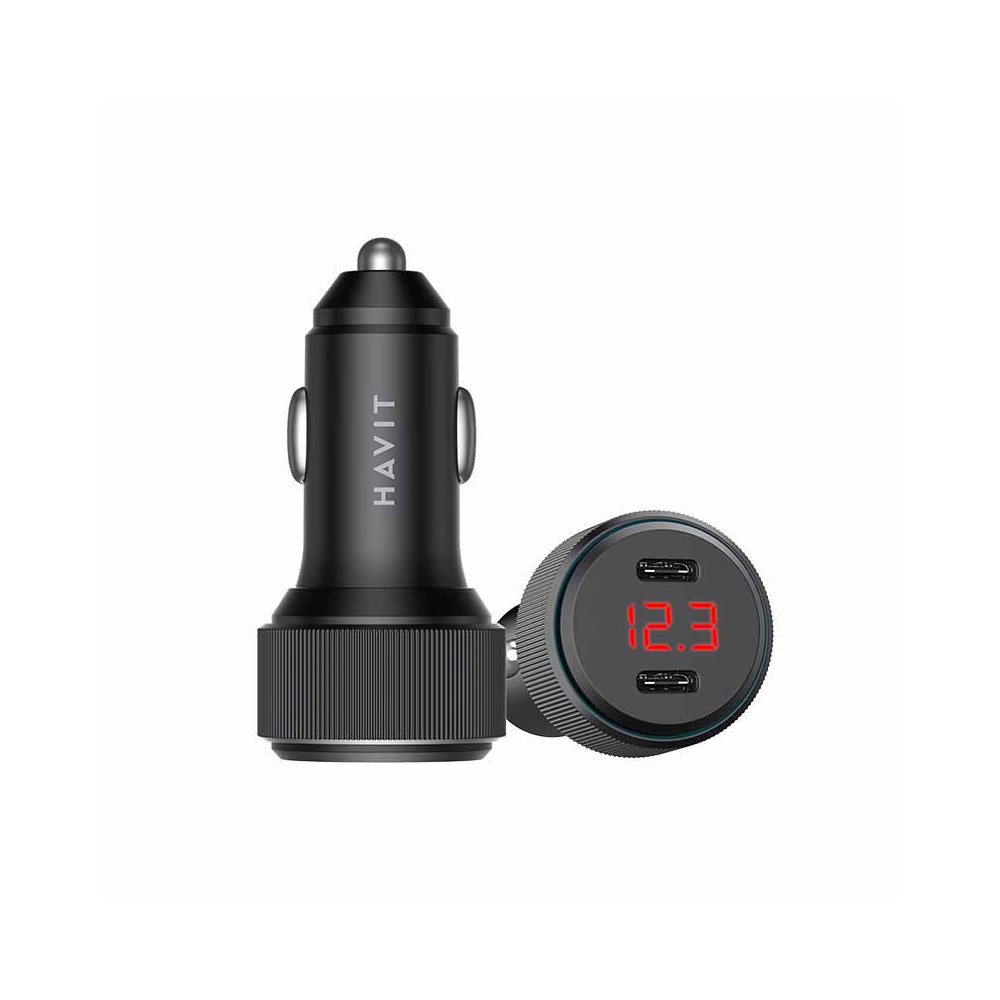 Chargeur Allume Cigare Aluminium HAVIT CC2014 / Double USB-C