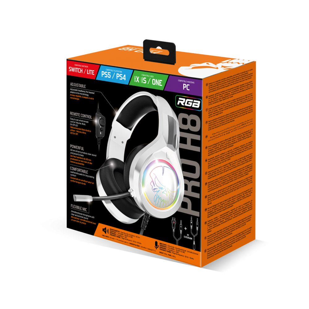 Casque-Micro Gaming Spirit Of Gamer PRO-H8 ARTIC RGB / Blanc
