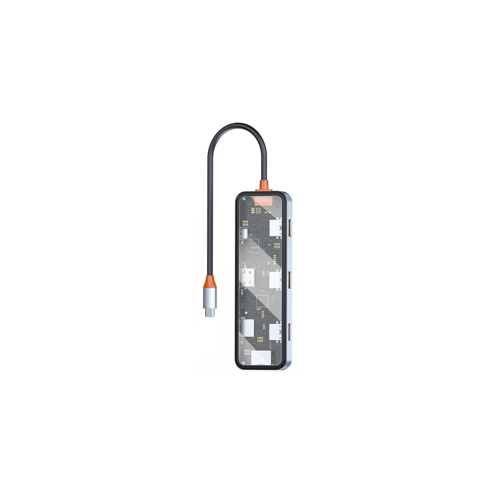 Station d'accueil WIWU CYBER 8 EN 1 USB-C TRANSPARENT / GRIS