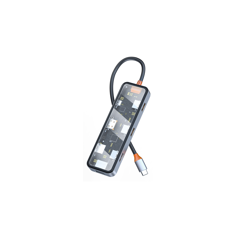 Station d'accueil WIWU CYBER 8 EN 1 USB-C TRANSPARENT / GRIS