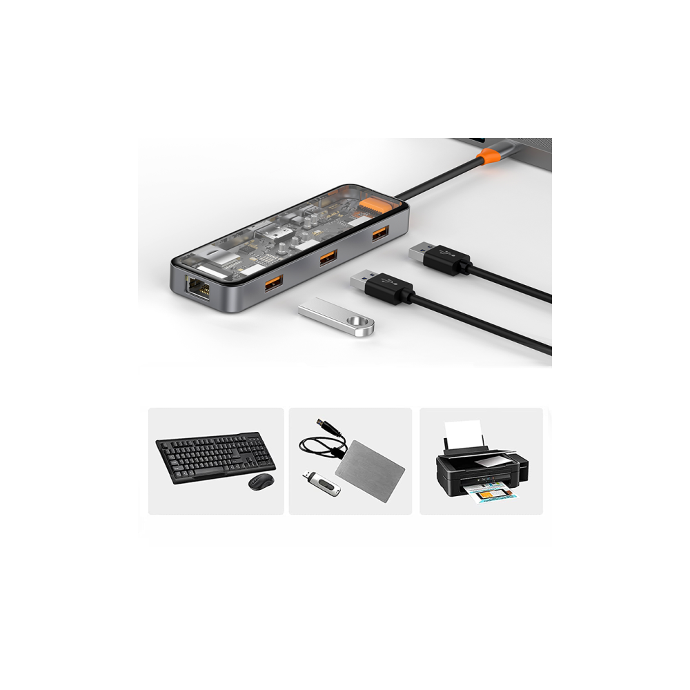 Station d'accueil WIWU CYBER 8 EN 1 USB-C TRANSPARENT / GRIS
