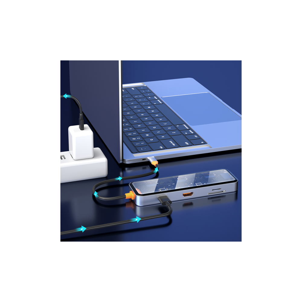 Station d'accueil WIWU CYBER 8 EN 1 USB-C TRANSPARENT / GRIS