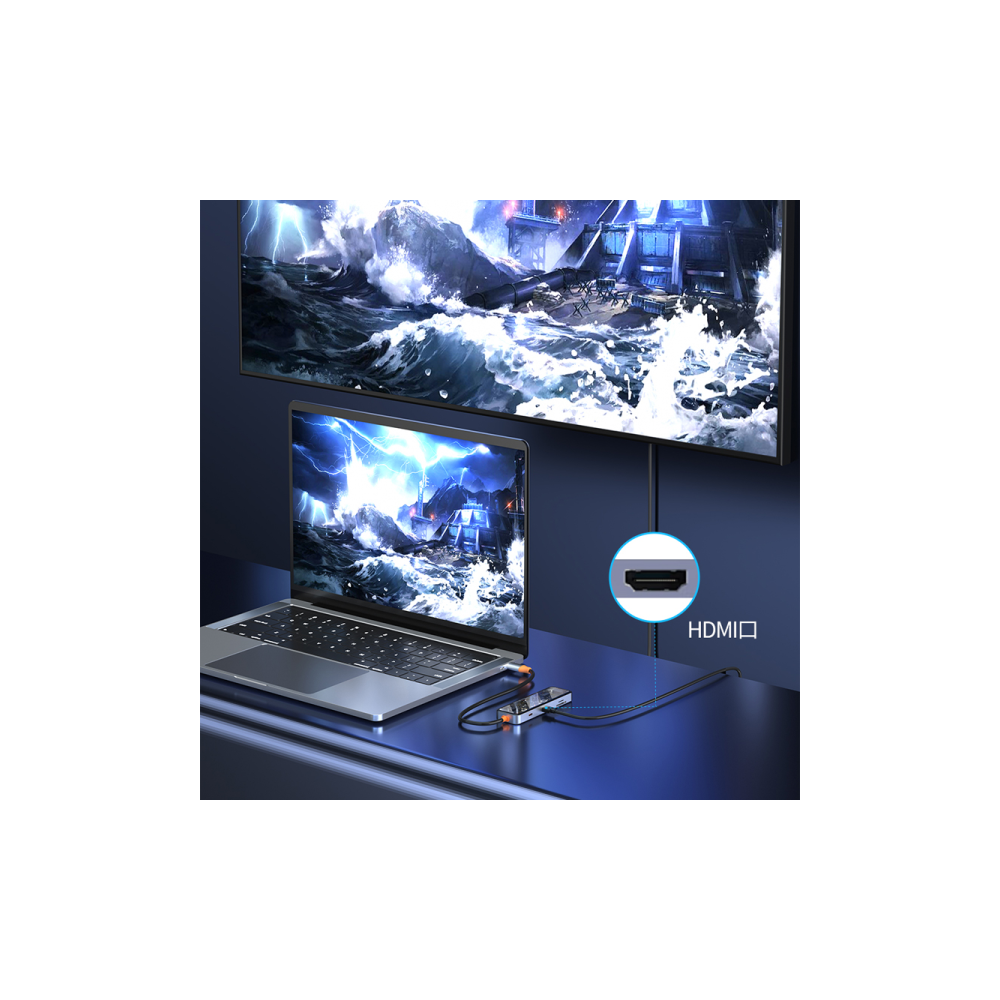 Station d'accueil WIWU CYBER 8 EN 1 USB-C TRANSPARENT / GRIS