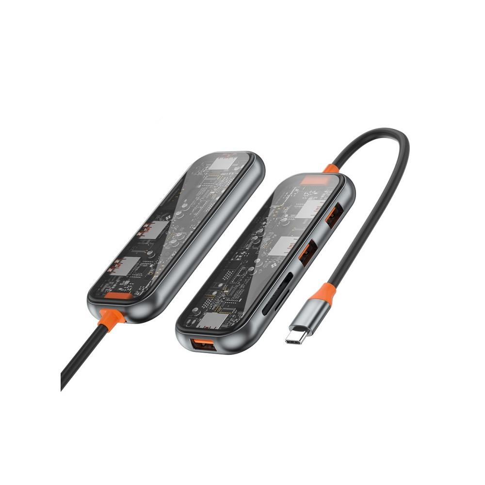 Station d'accueil WIWU CB005 CYBER USB-C TRANSPARENT 5 EN 1 / GRIS