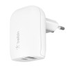 Chargeur Secteur Belkin 2 ports USB C+ USB / 37 W / Blanc