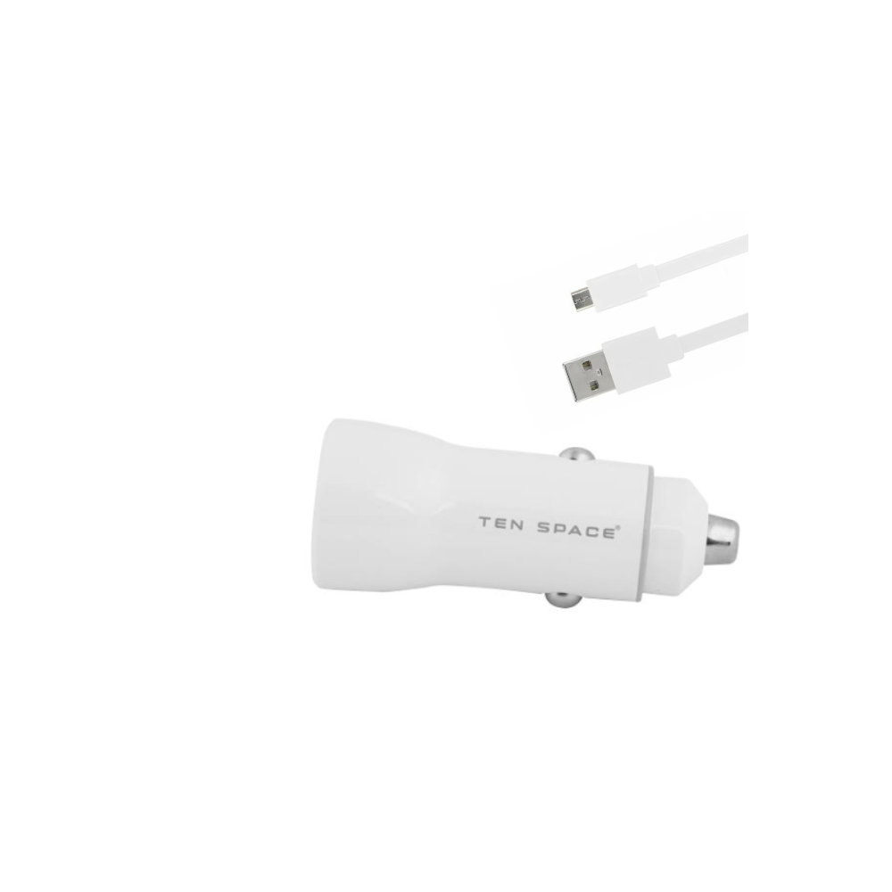 Chargeur de voiture FAST CHARGE USB A-CABLE MICRO USB / Blanc