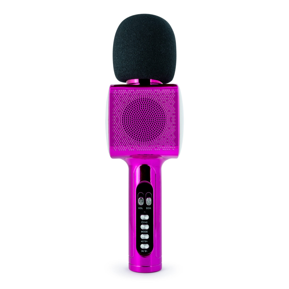MICROPHONE BLUETOOTH 2 EN 1 KARAOKÉ  ET ENCEINTE PARTY AVEC EFFETS LUMINEUX BIGBEN / 15W / ROSE