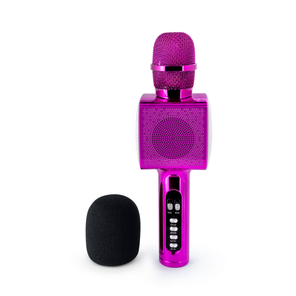 MICROPHONE BLUETOOTH 2 EN 1 KARAOKÉ  ET ENCEINTE PARTY AVEC EFFETS LUMINEUX BIGBEN / 15W / ROSE
