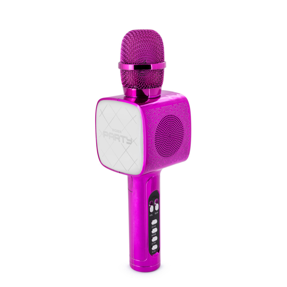 MICROPHONE BLUETOOTH 2 EN 1 KARAOKÉ  ET ENCEINTE PARTY AVEC EFFETS LUMINEUX BIGBEN / 15W / ROSE