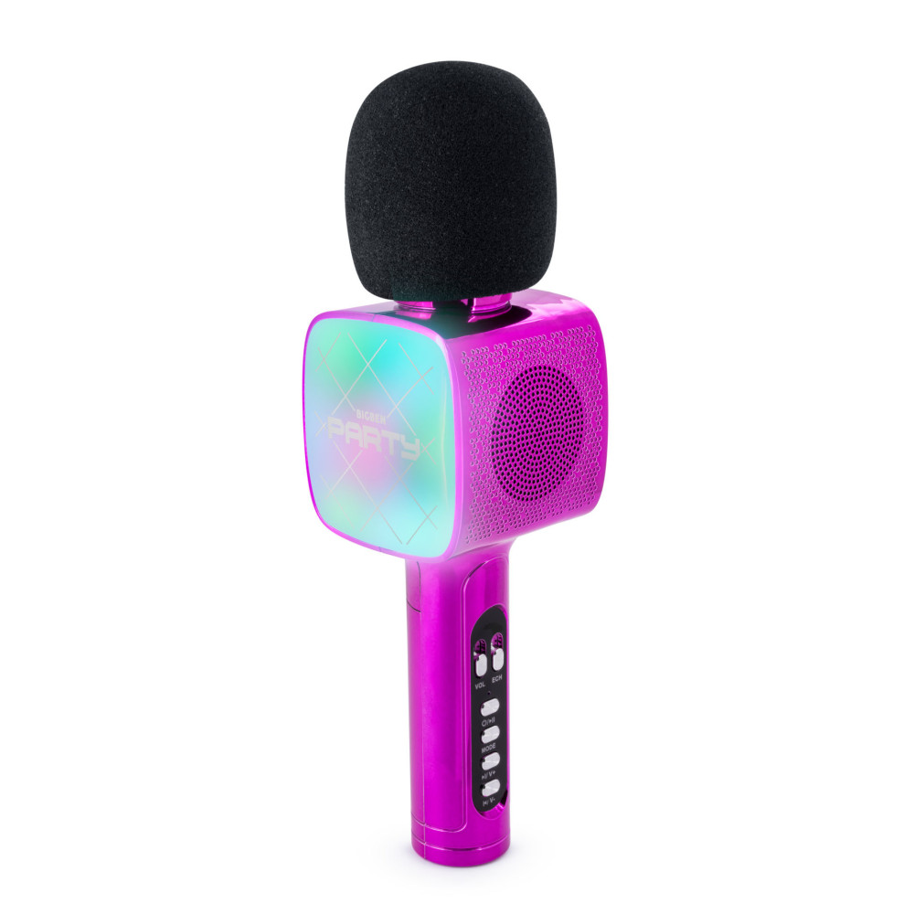 MICROPHONE BLUETOOTH 2 EN 1 KARAOKÉ  ET ENCEINTE PARTY AVEC EFFETS LUMINEUX BIGBEN / 15W / ROSE