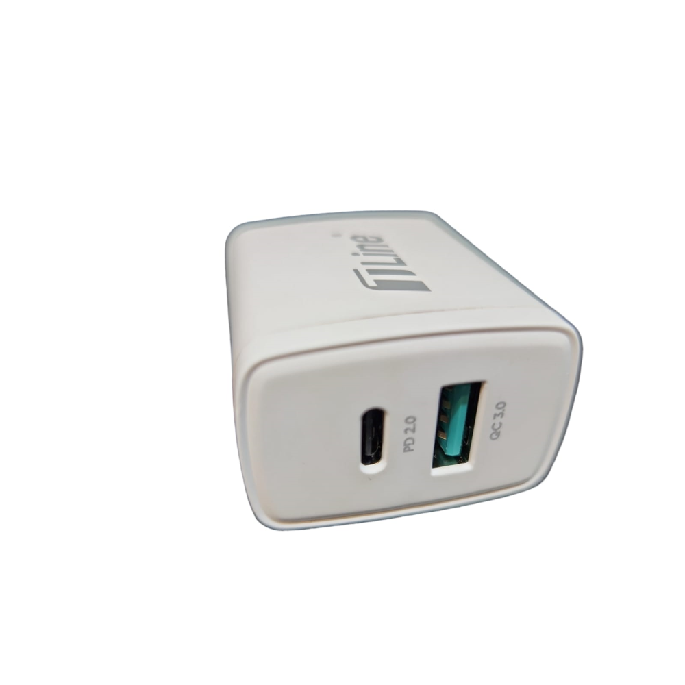 Chargeur Ports USB + Type C 20W Avec Cable Type C / Blanc