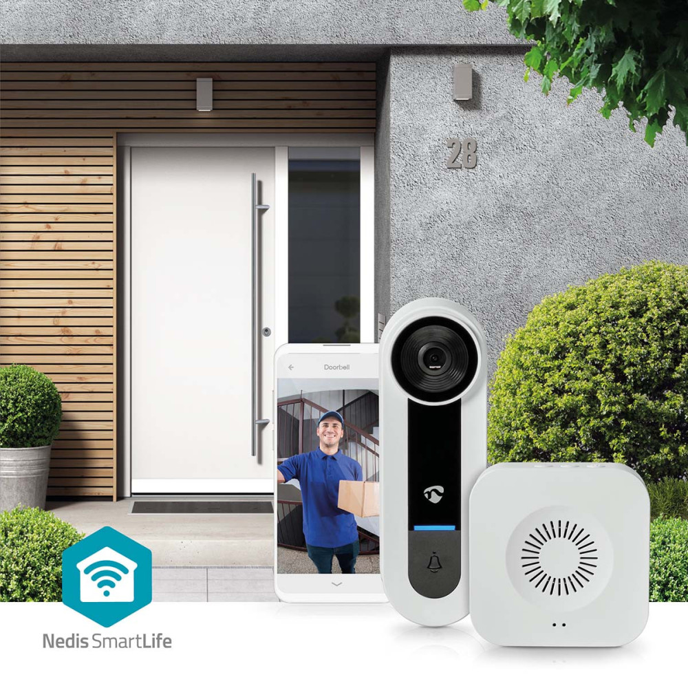 Sonnette vidéo SmartLife Wi-Fi / Avec détecteur de mouvement / Blanc