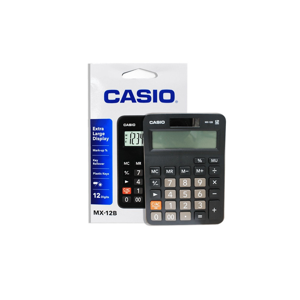 CALCULATRICE CASIO MX-12B / Pile et Solaire / 12 CHIFFRES / NOIR