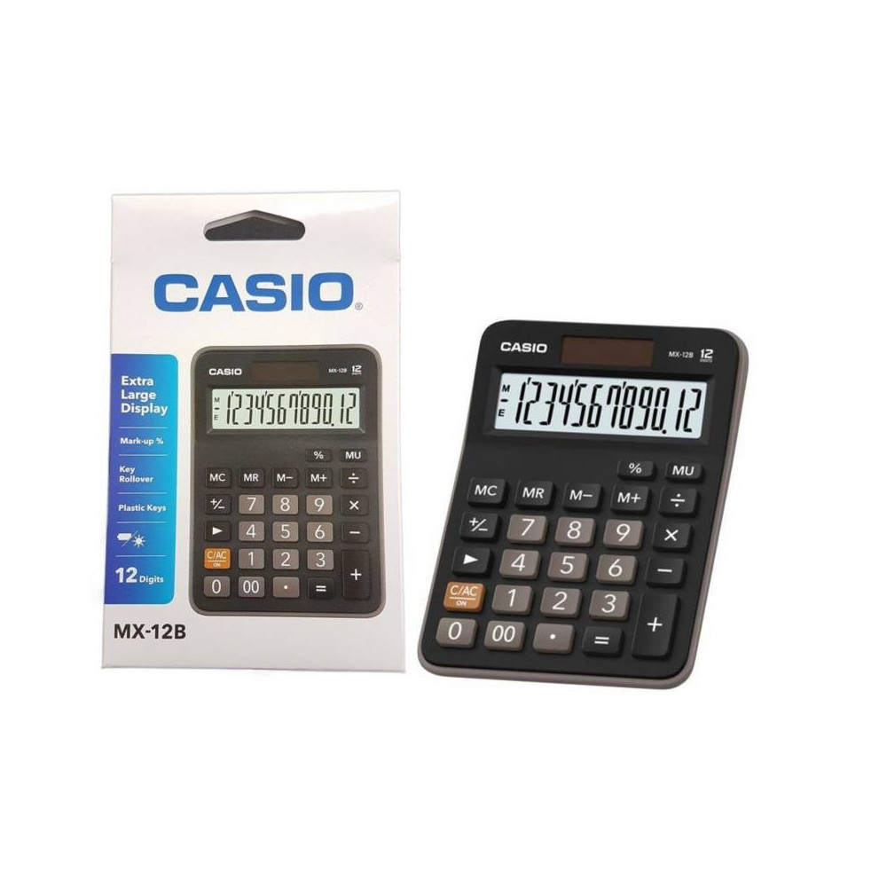 CALCULATRICE CASIO MX-12B / Pile et Solaire / 12 CHIFFRES / NOIR