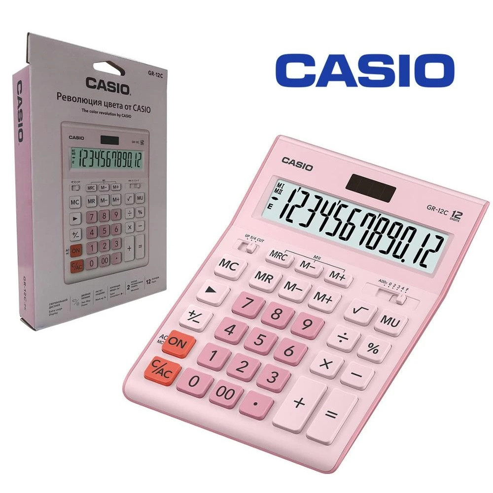 CALCULATRICE CASIO MX-12B / Pile et Solaire / 12 CHIFFRES / ROSE