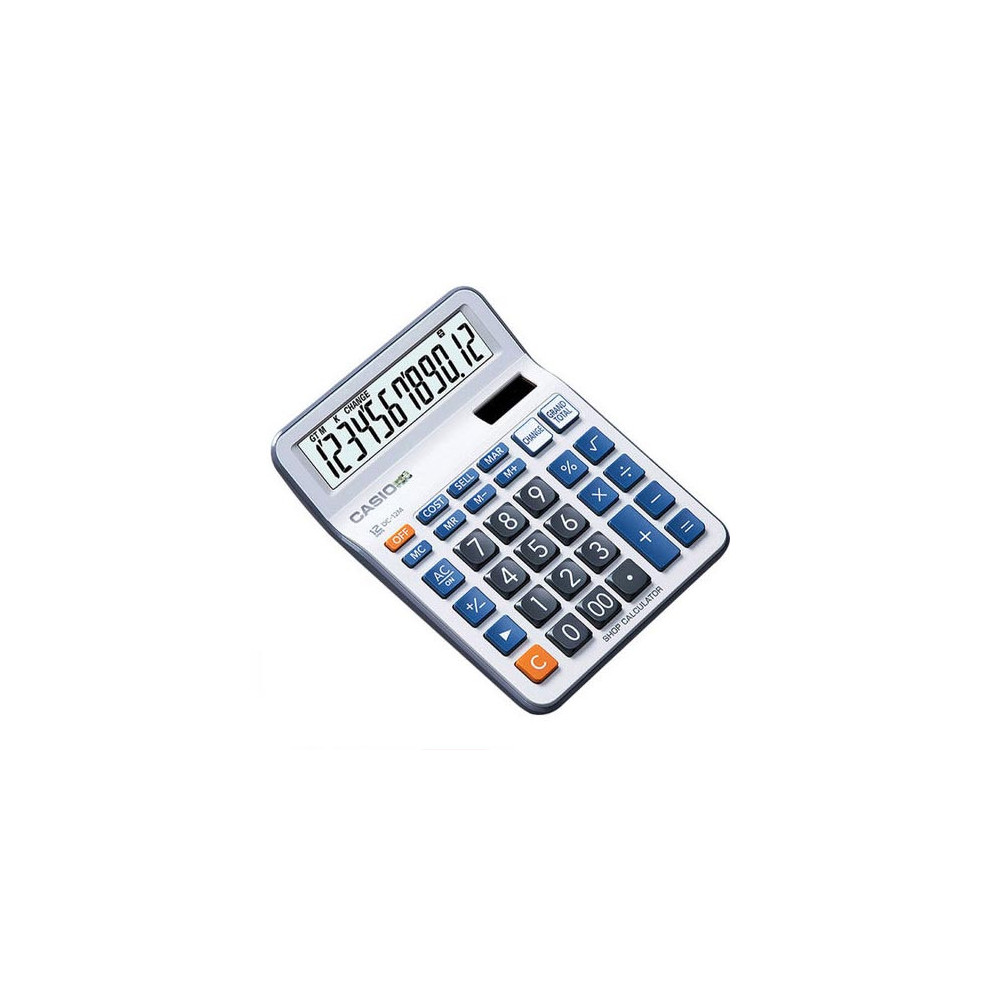 CALCULATRICE DE BUREAU CASIO DC-12M / 12 CHIFFRES / PILLE OU SOLAIRE / Gris