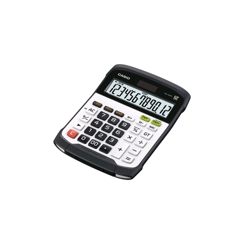 CALCULATRICE DE BUREAU CASIO WD-320MT / 12 CHIFFRES ETANCHE / PILE OU SOLAIRE