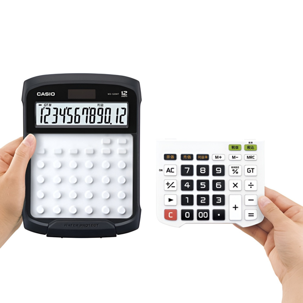 CALCULATRICE DE BUREAU CASIO WD-320MT / 12 CHIFFRES ETANCHE / PILE OU SOLAIRE