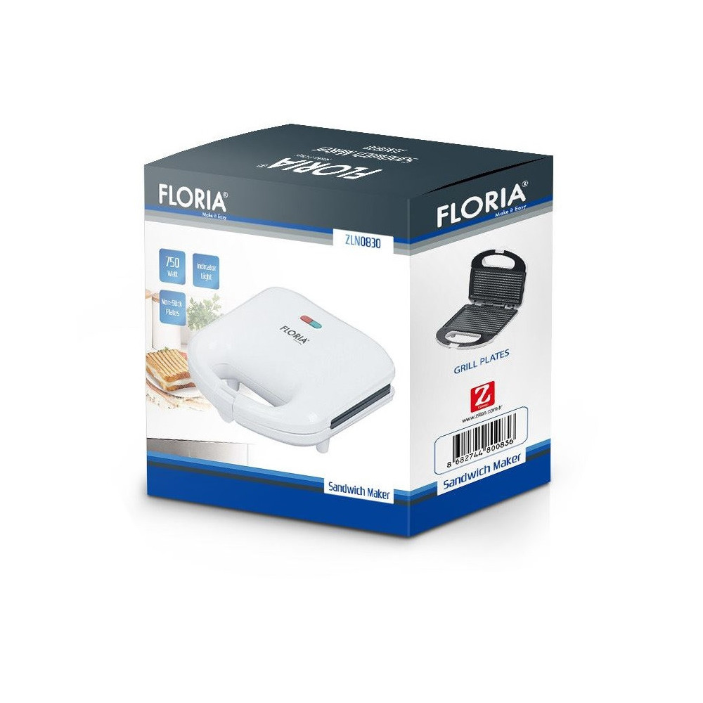 Sandwich Maker / Panini FLORIA ZLN0830 / 700W / Blanc