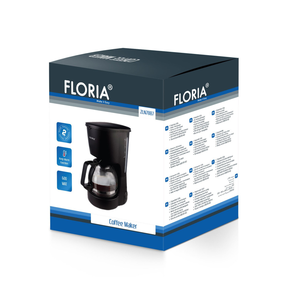 Cafetière Électrique FLORIA ZLN7887 / 12 Tasses / 600W / Noir