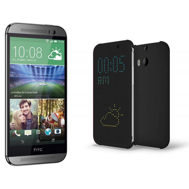 Téléphone Portable HTC One M8 / Gris + Dot View Flip Case